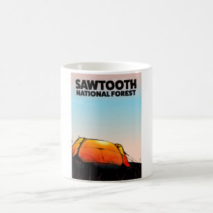 Mug Magic Affiche de voyage forestier national de Sawtooth