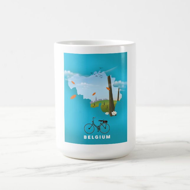 Mug Magic Affiche de voyage imprimée carte de la Belgique. (Centre)