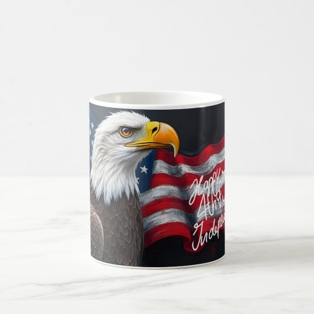 Mug Magic Aigle chauve avec drapeau américain Art du 4 juill (Centre)