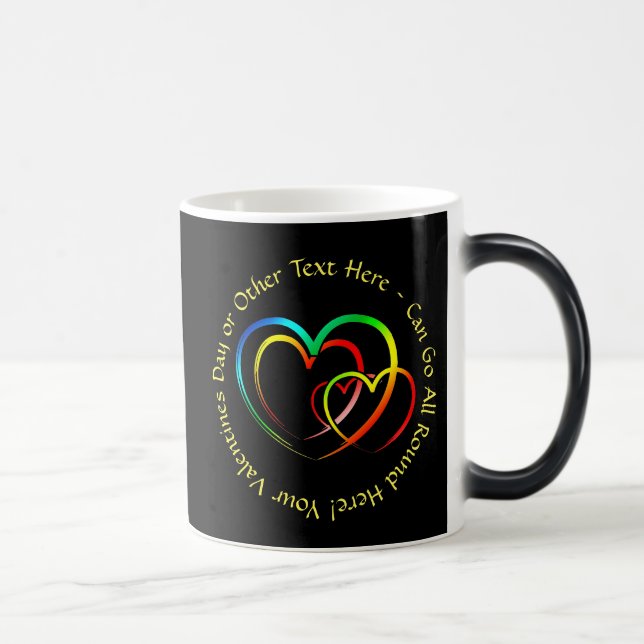 Mug Magic Ajouter des noms Texte Message - Cœurs sur fond no (Droite)