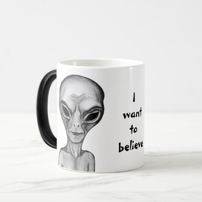 Mug Magic Alien gris, je veux croire (Devant gauche)