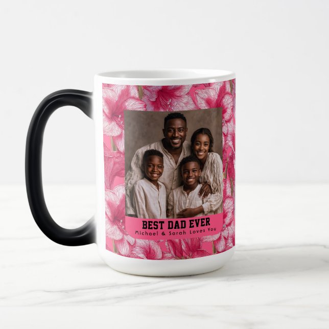 Mug Magic Amaryllis rose botanique Granpa Pop Unique (Gauche)