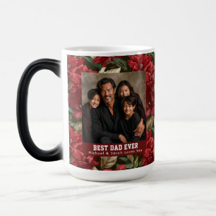 Mug Magic Amaryllis Rouge Texture Meilleur Papa Chat Rétro