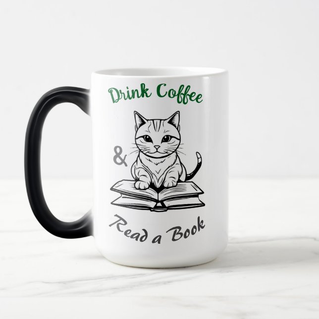 Mug Magic Amateurs de livres, Café à boire, Chat mignon dans (Gauche)