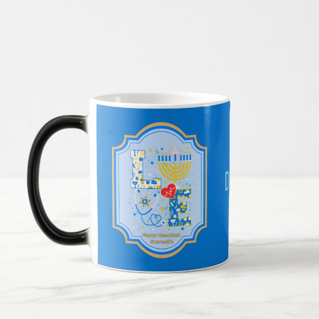 Mug Magic Amour Infirmière Vie juive Joyeux Hanoukka (Gauche)