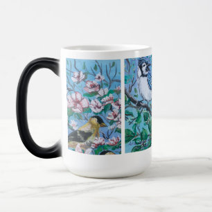 Mug Magic Amoureux des oiseaux Art peint à la main en bleu