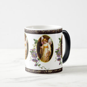 Mug Magic Angel Avec Harpe Et Fleurs Clematis