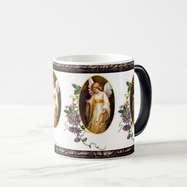 Mug Magic Angel Avec Harpe Et Fleurs Clematis (Devant droit)