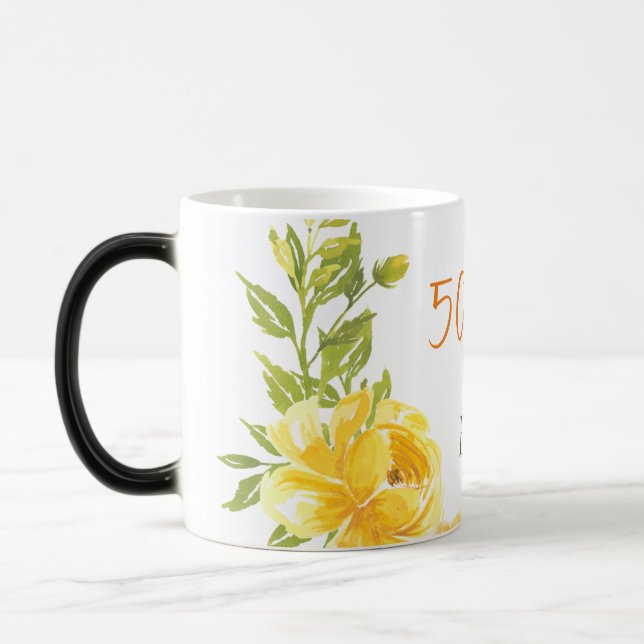 Mug Magic Anniversaire du Mariage du 50e Monogramme Jaune (Gauche)