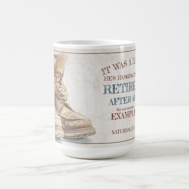 Mug Magic Annonce de retraite avec de vieilles bottes V2.0 (Centre)