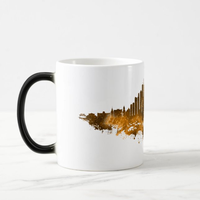 Mug Magic Aquarelle Skyline de Chicago en orange (Gauche)