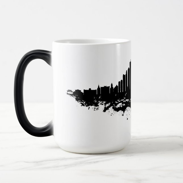 Mug Magic Aquarelle Skyline de Chicago noir et blanc (Gauche)