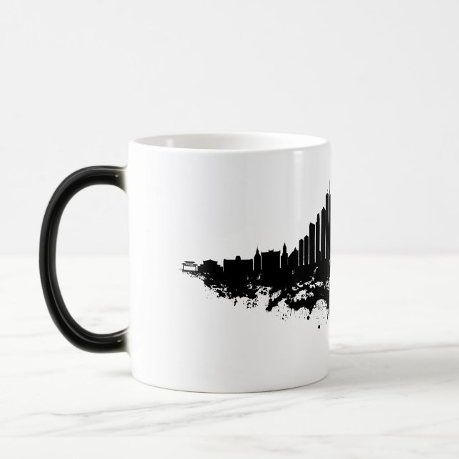 Mug Magic Aquarelle Skyline de Chicago noir et blanc (Gauche)