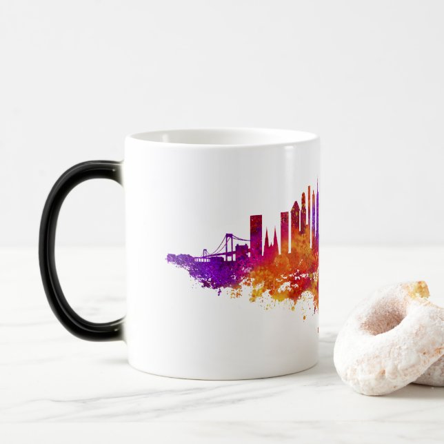 Mug Magic Aquarelle Skyline de New York en blanc (Avec donut)