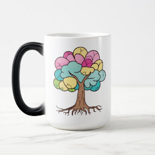 Mug Magic arbre Abstrait aux racines et feuilles colorés.