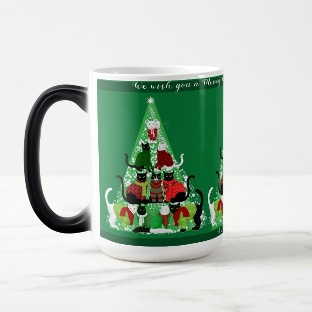 Mug Magic Arbre de Noël Chat Green Custom Meowie Noël (Gauche)