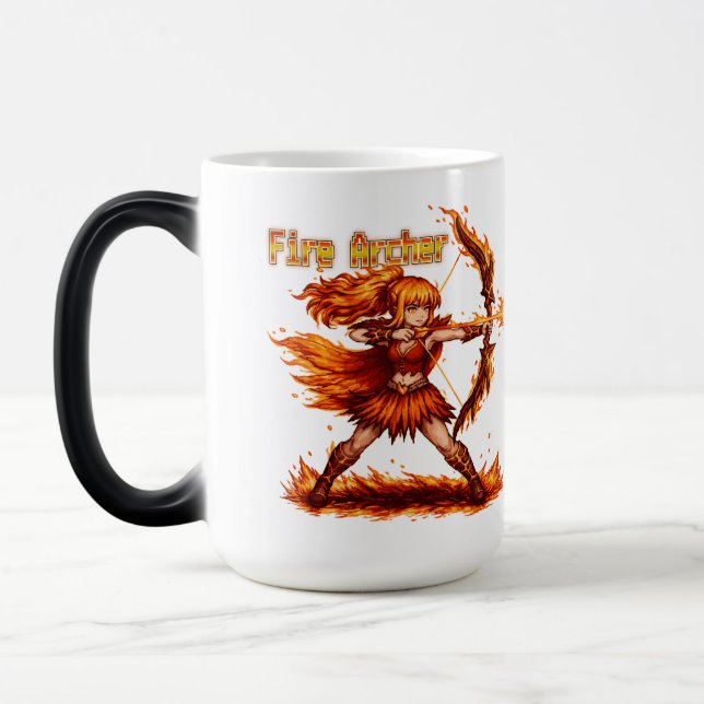 Mug Magic Archer de Feu Pixel Art JDR Fantastique Guerrier d (Gauche)