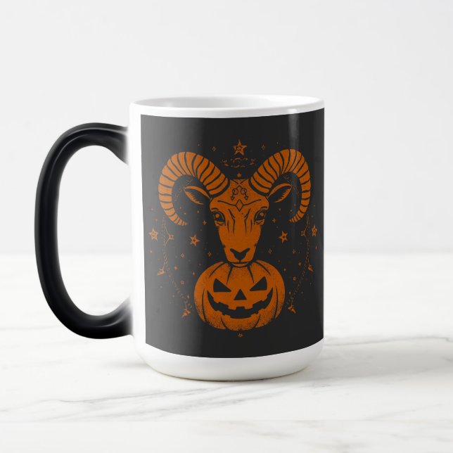 Mug Magic Aries Zodiac Ram avec Halloween Citrouille Éffraya (Gauche)