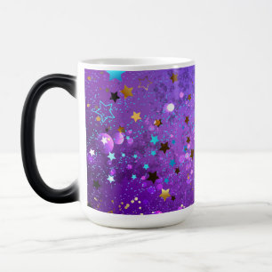 Mug Magic Arrière - plan de feuille violet avec étoiles