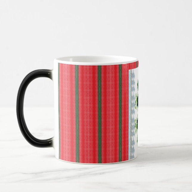 Mug Magic arrière - plan rayé rouge et vert (Gauche)