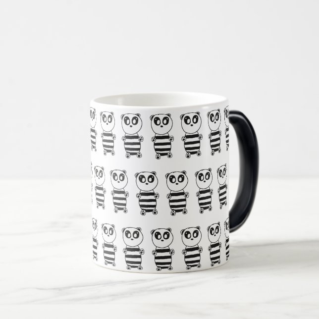 Mug Magic Art de panda noir et blanc ludique (Devant droit)