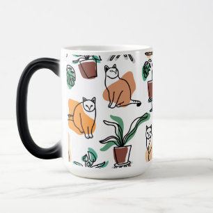 Mug Magic Art de trait dessin chats et fleurs