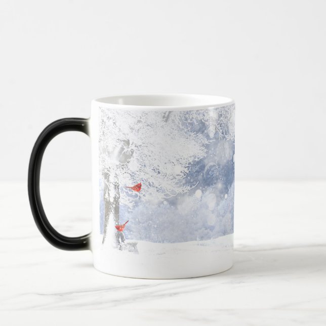 Mug Magic Art graphique Forêt de neige d'hiver Cardinal Fros (Gauche)