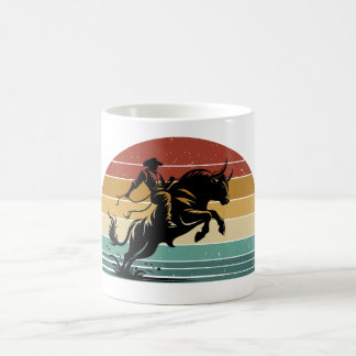 Mug Magic Art occidental du coucher de soleil de rodéo rétro