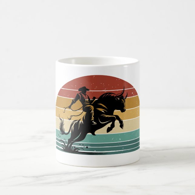 Mug Magic Art occidental du coucher de soleil de rodéo rétro (Centre)