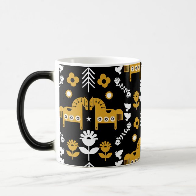 Mug Magic Art populaire de cheval scandinave (Gauche)