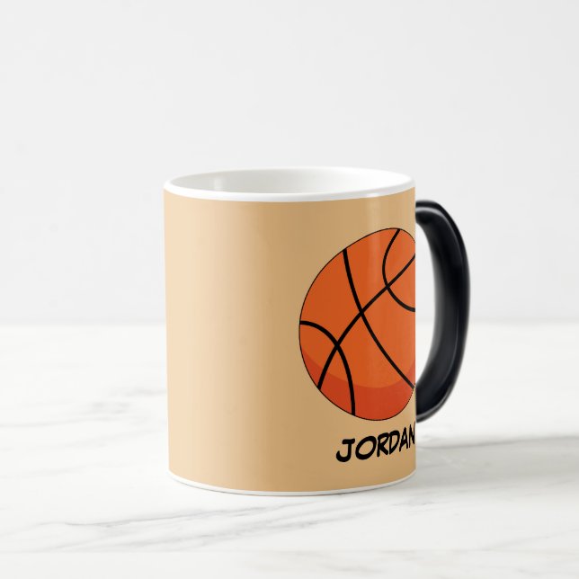 Mug Magic Balle de basket-ball en dessin | Ajouter un nom (Devant droit)