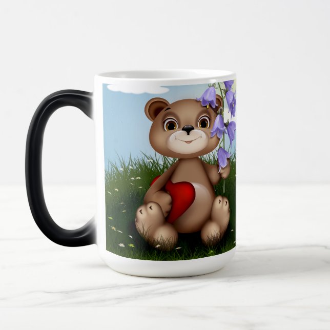 Mug Magic Bear Holding Bouquet Flower-30926 (Gauche)
