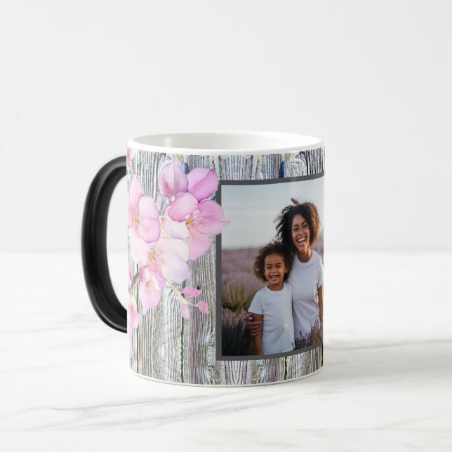 Mug Magic Belle aquarelle rose cerisier fleurs photo (Devant gauche)