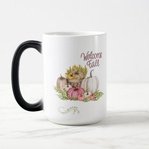 Mug Magic Bienvenue Automne rose blanc Citrouilles Automne