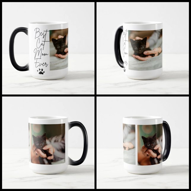 Mug Magic Black cat meilleur chat maman photo collage (Créateur téléchargé)