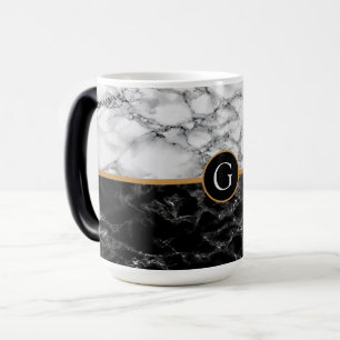 Mug Magic Black & Marbre blanc Stone Ajouter votre lettre