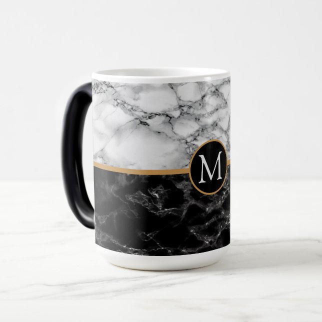 Mug Magic Black & Marbre blanc Stone tendance - Ajouter votr (Devant gauche)
