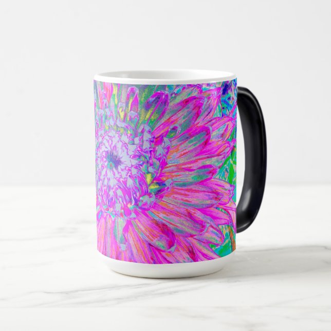 Mug Magic Bleu rose et violet cool Artsy Dahlia Bloom (Devant droit)