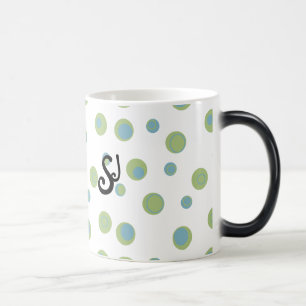 Mug Magic Bleu Vert Pois Monogramme