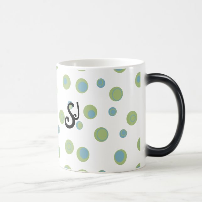 Mug Magic Bleu Vert Pois Monogramme (Droite)