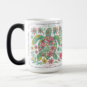 Mug Magic Boho Sea Turtle Christian, 11 ou 15oz, rose/vert