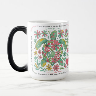 Mug Magic Boho Sea Turtle Christian, 11 ou 15oz, rose/vert