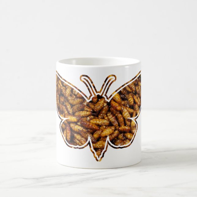 Mug Magic Bombyx Mori Silk Moth Cycle de vie Silhouette (Centre)