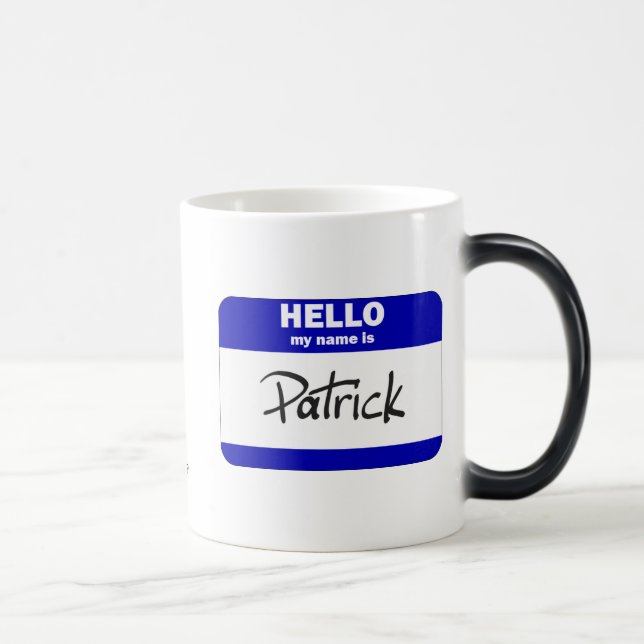 Mug Magic Bonjour mon nom est Patrick (bleu) (Droite)