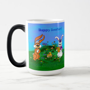 Mug Magic Bonne Pâques ! Lapin avec lapin et poussin