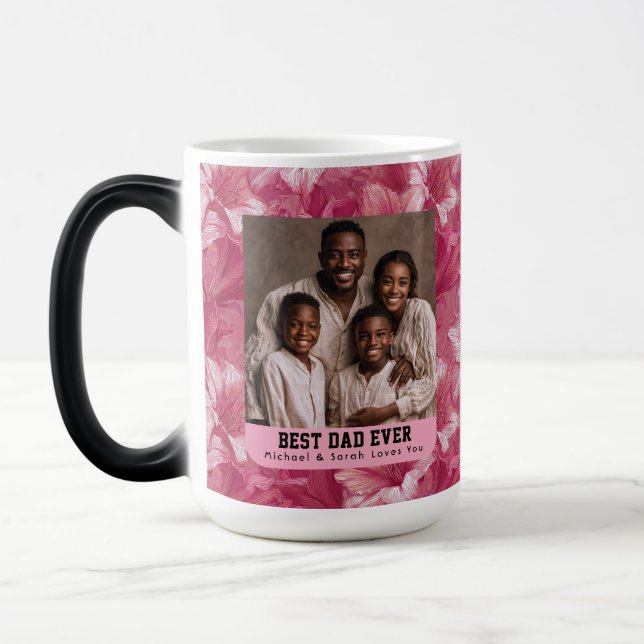 Mug Magic Bouquet d'Amaryllis rose Hommage au papa chat (Gauche)