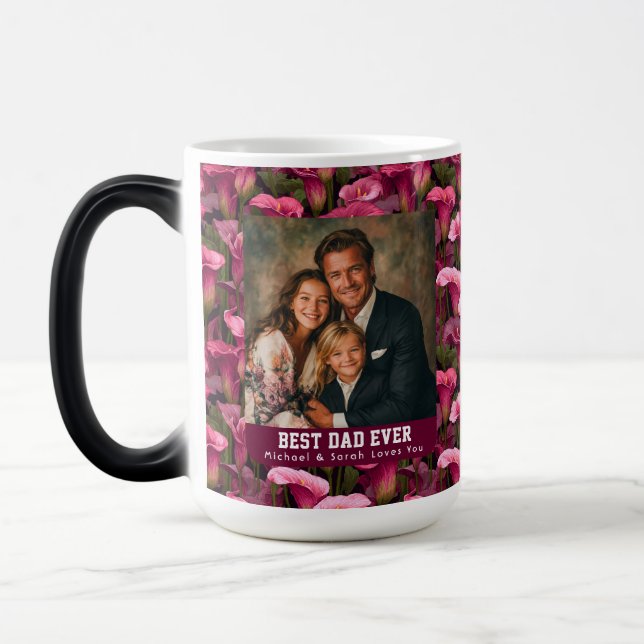 Mug Magic Bouquet de lys calla Hommage à Papa (Gauche)