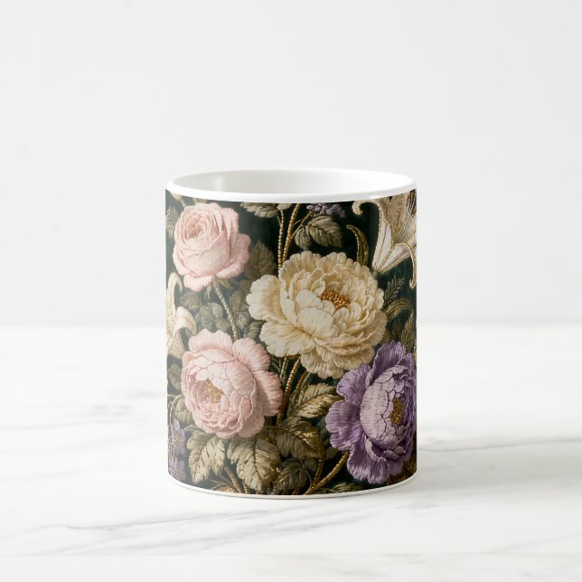 Mug Magic Bouquet de roses de style antique vert (Centre)