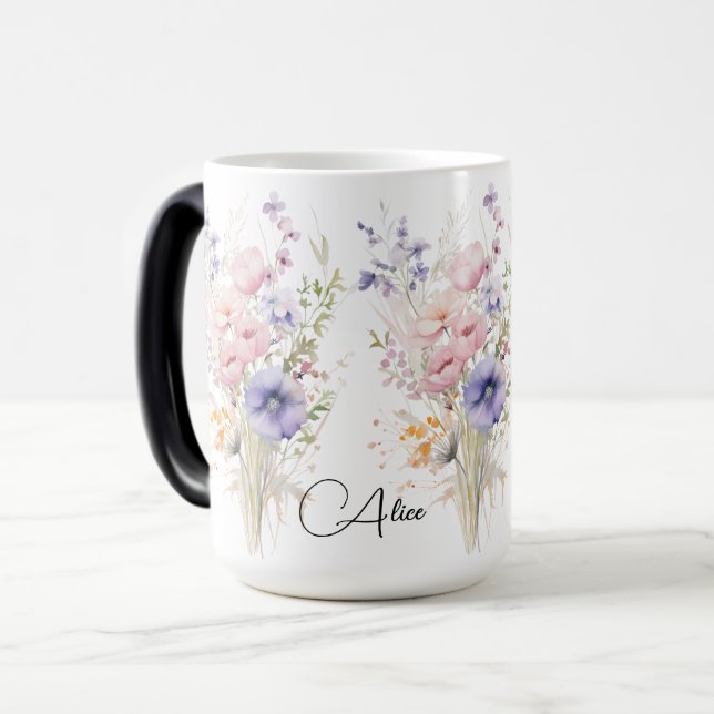 Mug Magic Bouquette Fleurs sauvages Nom femme pastel pour si (Devant gauche)