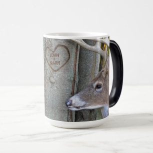Mug Magic buck et faire avec coeur sur l'arbre avec des noms